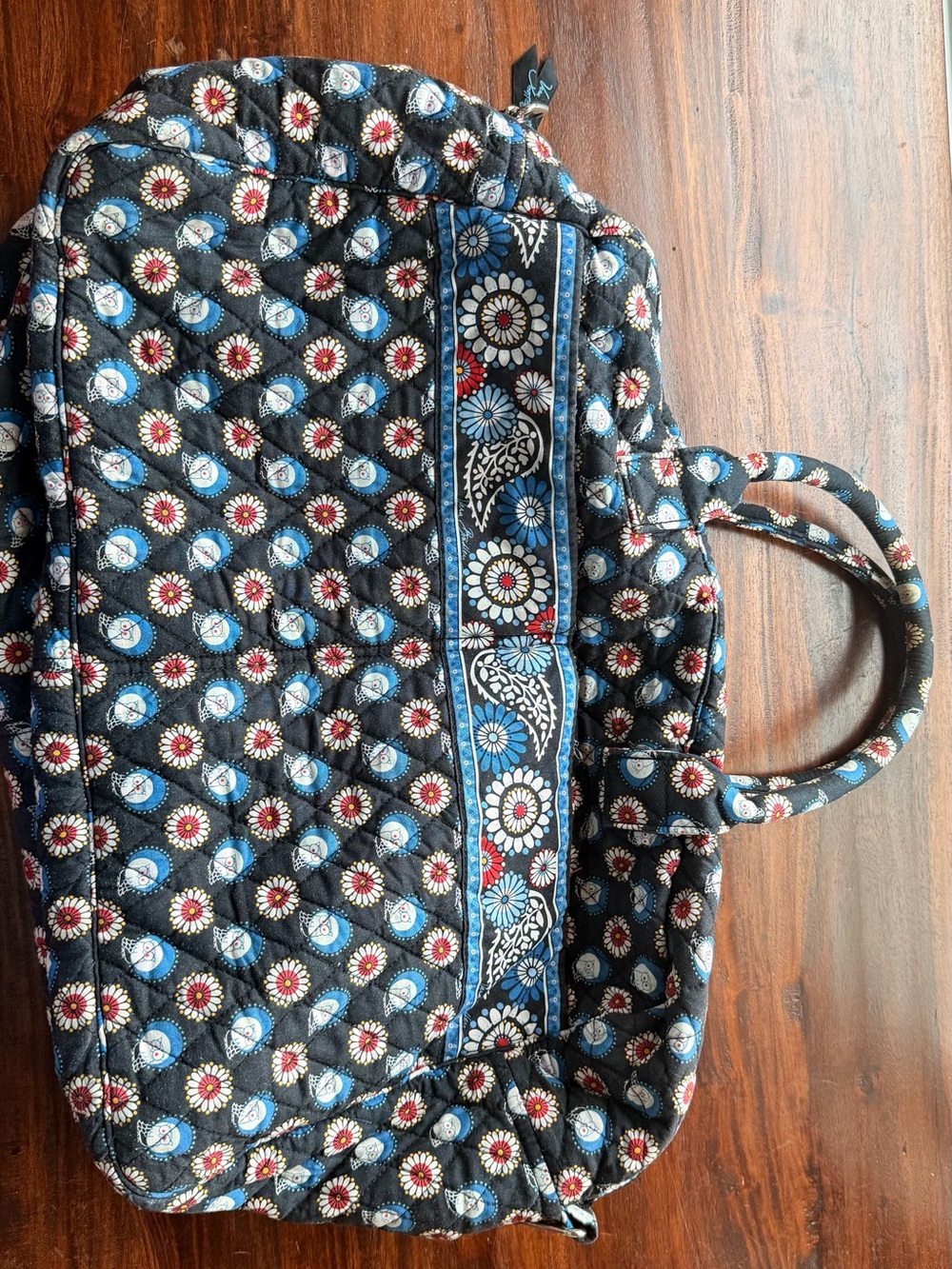 Vera Bradley Night Owl Washable Quilted Floral Duffle Bag